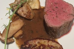 Beef tenderloin steak with foie gras and truffle sauce